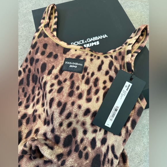 NWT Dolce&Gabbana x Skims cotton rib scoop tank mini dress, Leopard, XXS - Picture 5 of 5